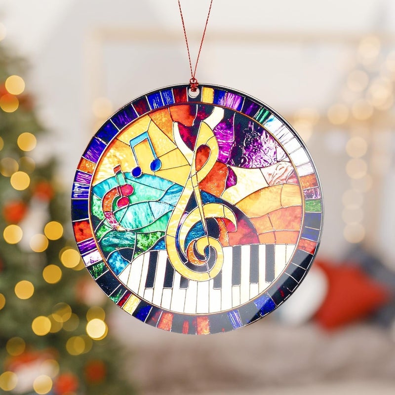 NELXI Piano Ornaments for Christmas Tree, Christmas Ornaments Acrylic Suncatcher, Music Note Ornament with Piano Keys, Musician Gifts for Women, Men, Teachers, Gift Ideas for Music Lovers - Image 3